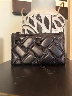 Kurt Geiger Quilted Black Leather Zip Wallet
